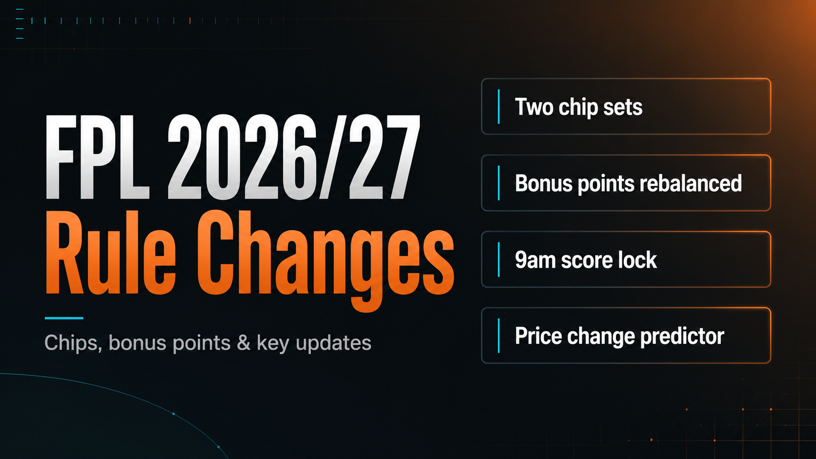 FPL 2026/27 rule changes explained: chips, bonus points, defensive contributions and the new lockdown